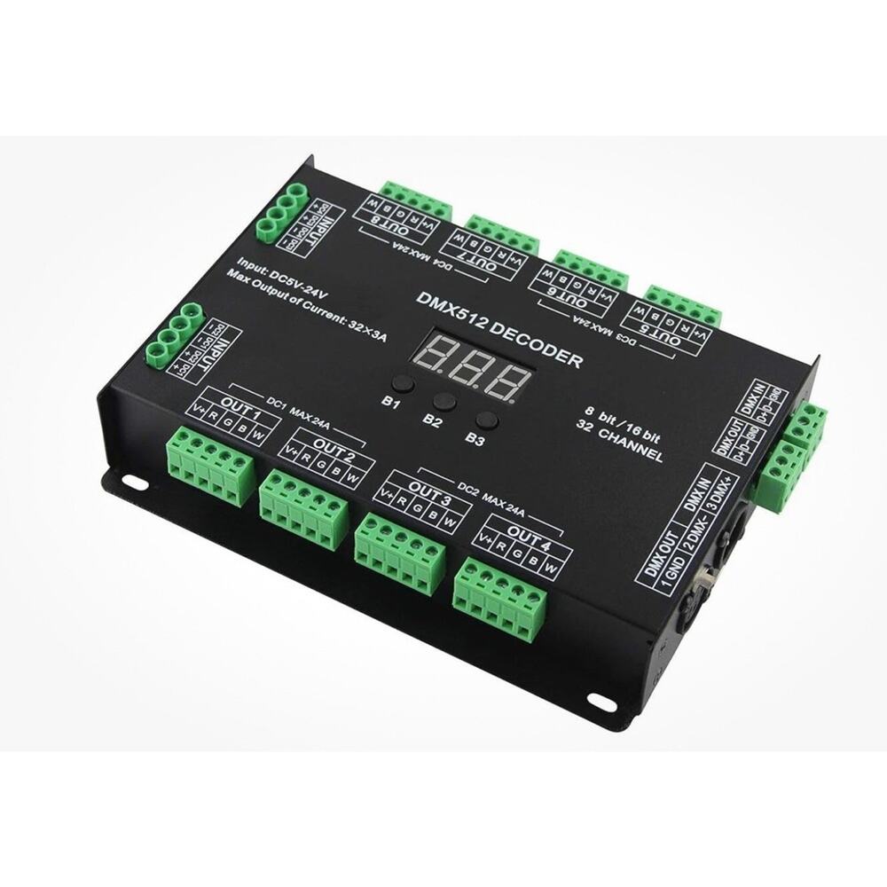 32Ch Rgbw Dmx512 Decoder 5-24V Automatic Voltage Adaptation Pwm Control new